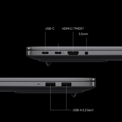 Puertos laterales del Xiaomi Redmibook 16 Pro 2026: USB-C, Thunderbolt 4, HDMI 2.1, USB-A y jack 3,5 mm